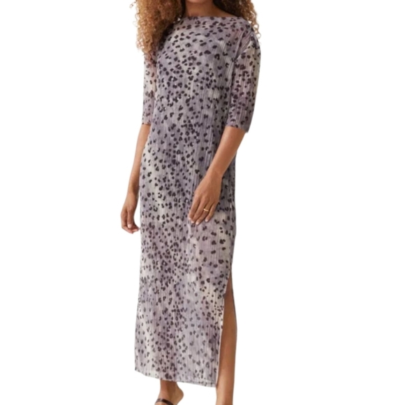 & other stories lavender and Grey gray mesh leopard print maxi dress high neck s - Picture 1 of 8